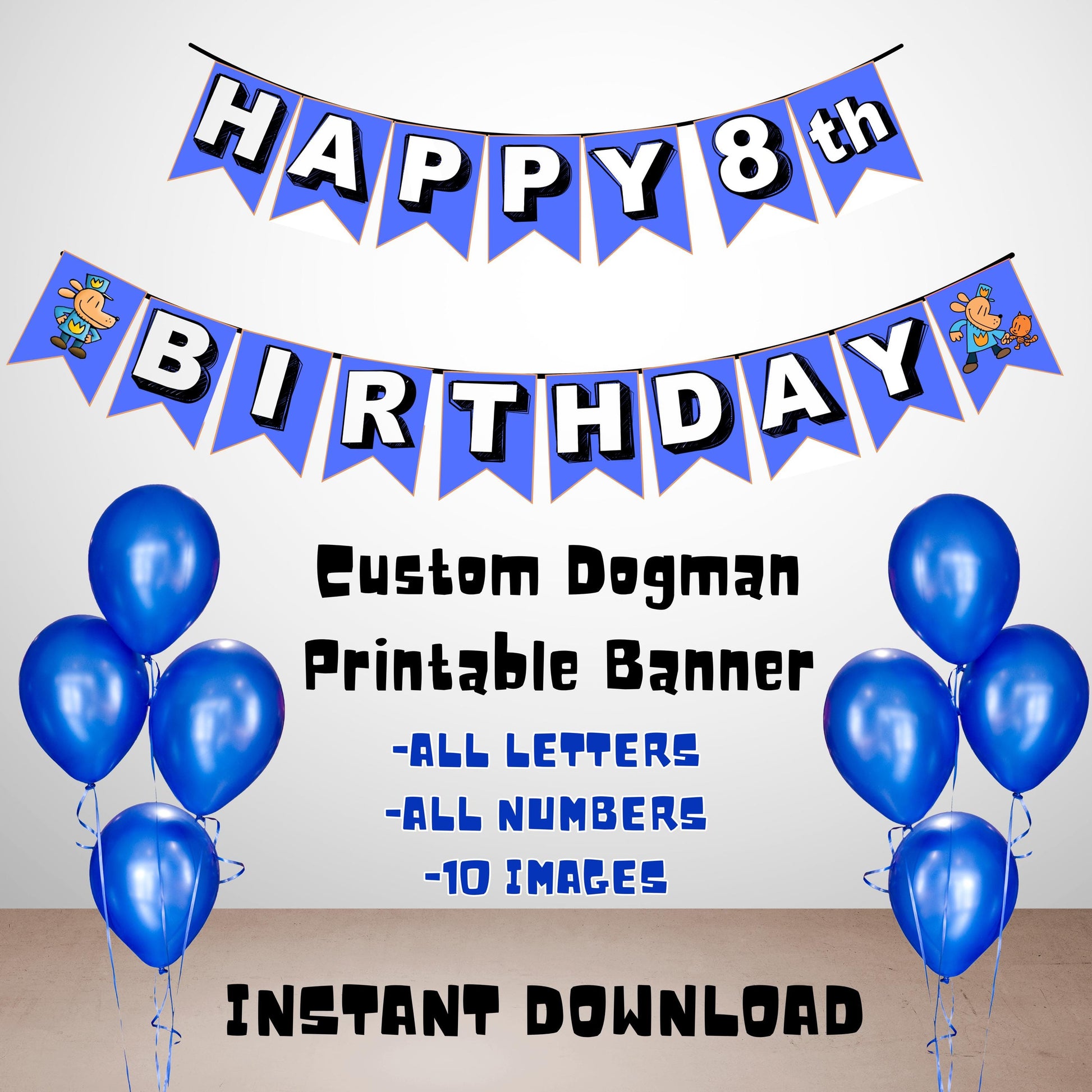 Personalized Dog Man Birthday Cupcake Toppers, Dogman Party Supplies, Custom Dog Man Birthday Decor