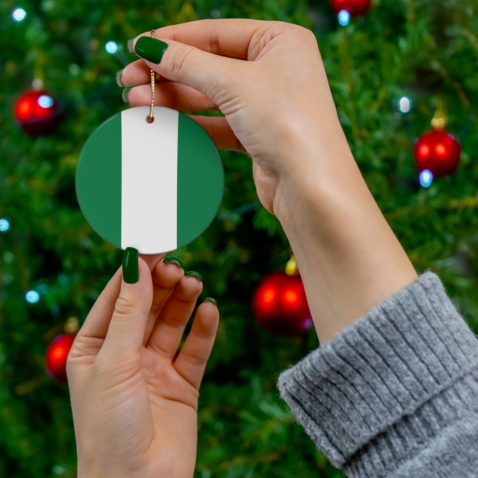 Personalized Nigeria Ceramic Christmas Ornament Nigerian Flag Inspired Porcelain Gift Holiday Decoration Africa World Heritage Travel Lover