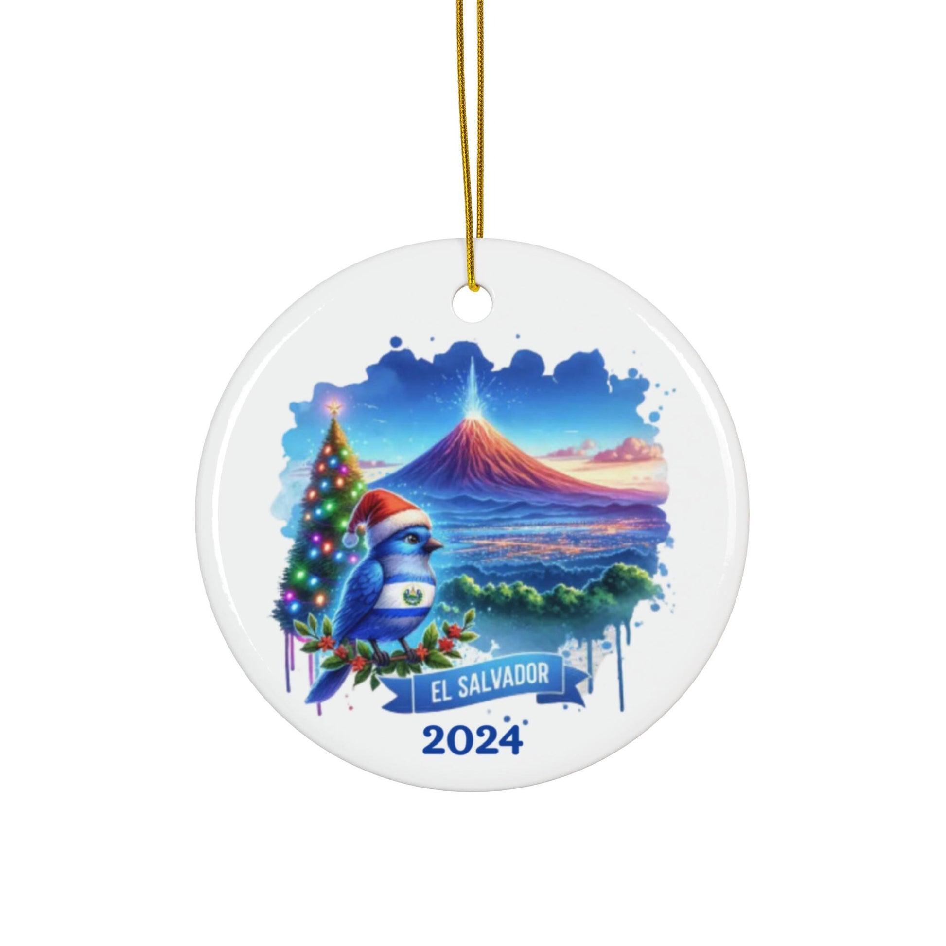 Personalized El Salvador Ornament, El Salvador Christmas Ornament, El Salvador Souvenir, Santa Bird Christmas Ornament, Honeymoon, Travel