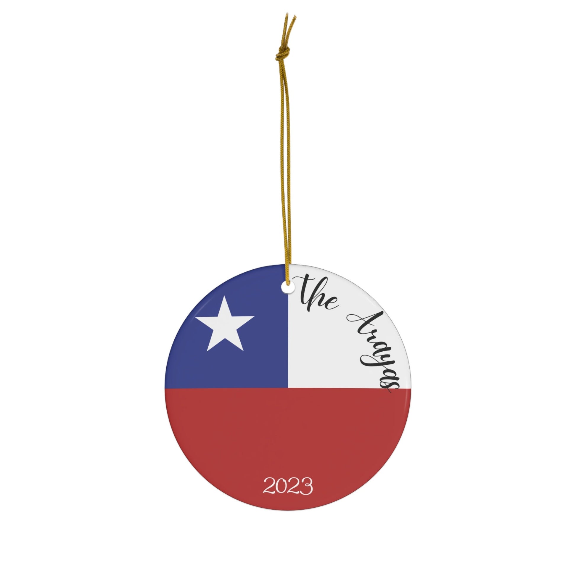 Personalized Chile Ceramic Christmas Ornament Chilean Flag Inspired Porcelain Gift Holiday Decoration South American Travel Souvenir Latina