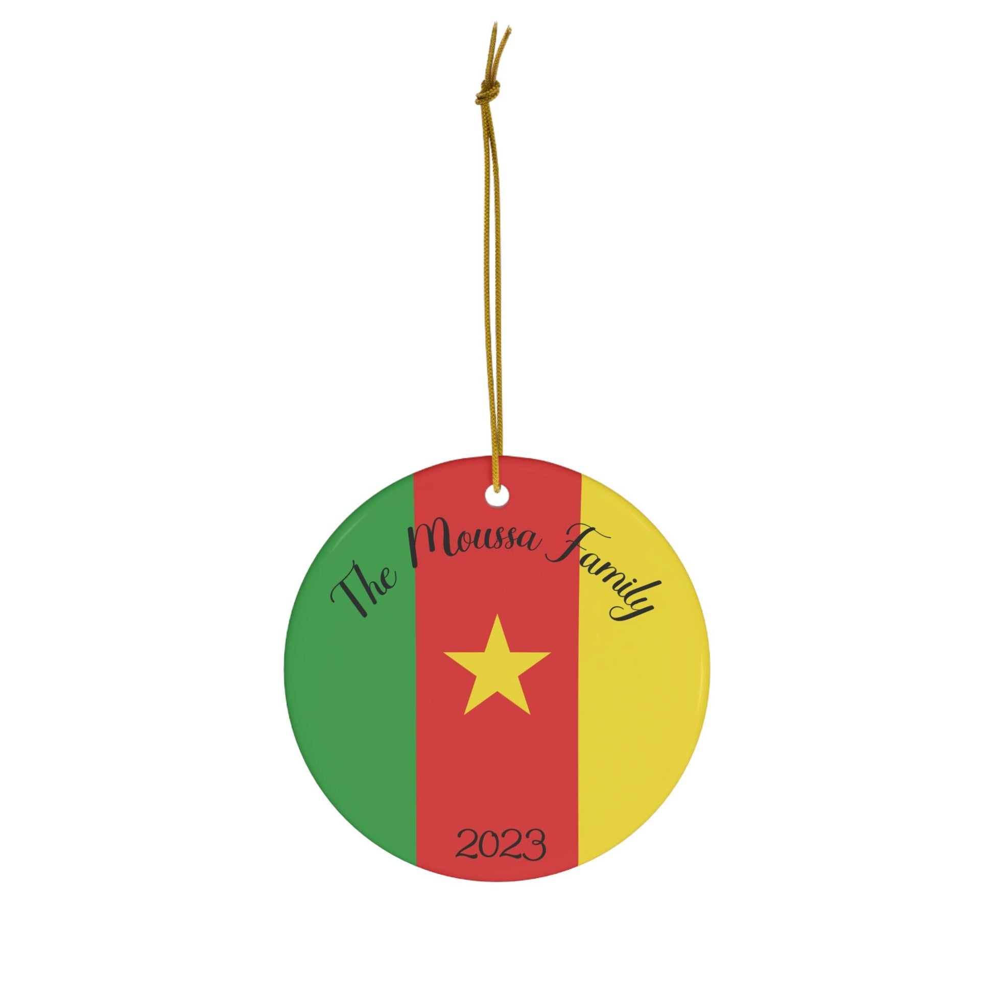 Personalized Cameroon Ceramic Christmas Ornament Cameroonian Flag Porcelain Gift Holiday Decoration Africa World Heritage Travel Souvenir