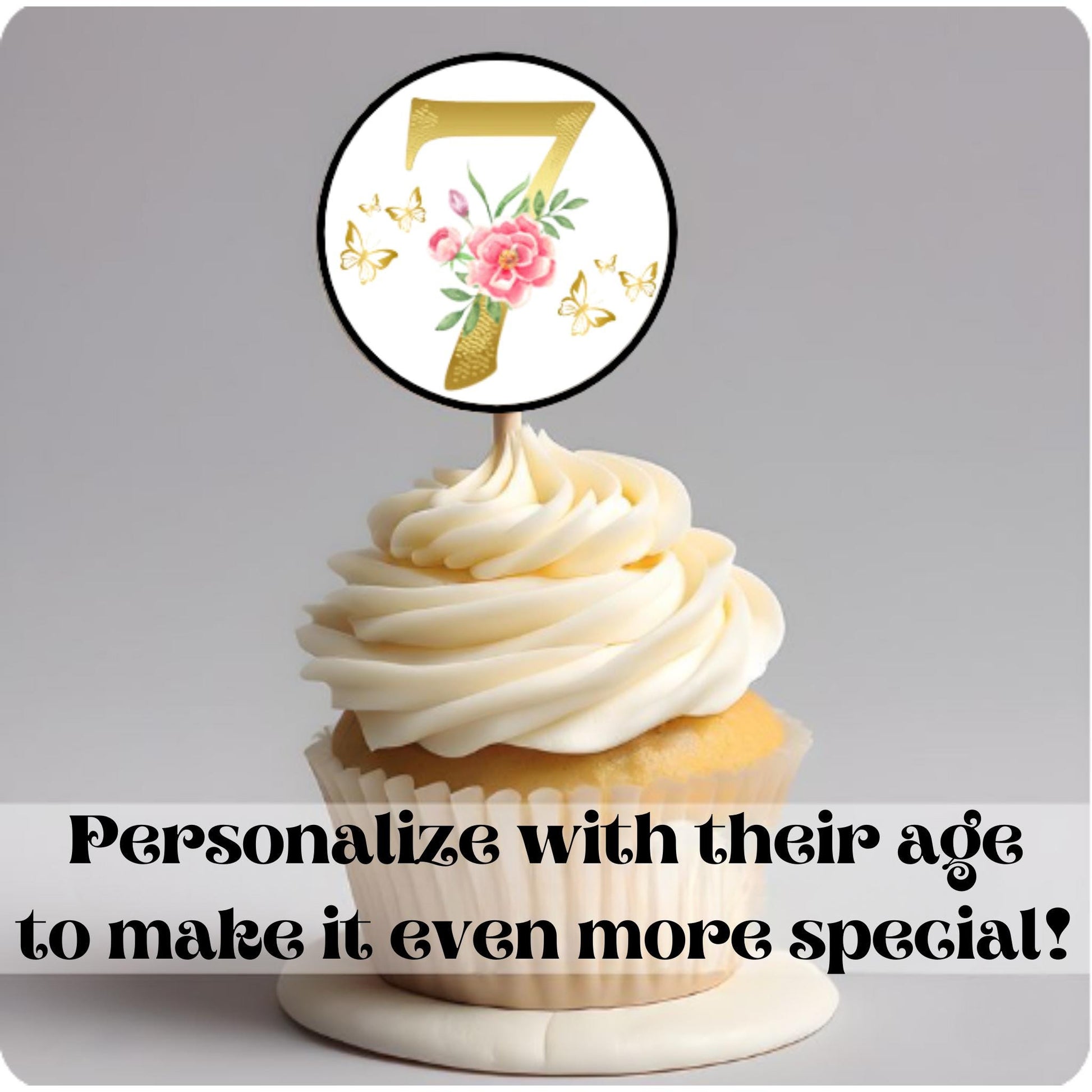 Personalized Butterfly Themed Birthday Cupcake Toppers, Butterfly Baby Shower Cupcake Toppers