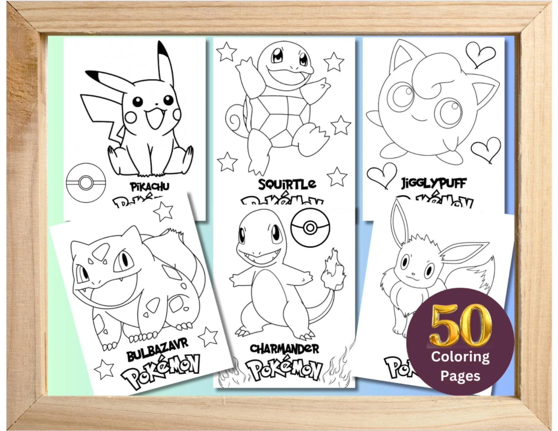 50 páginas para colorear de personajes de Pokémon, descarga instantánea, páginas para colorear imprimibles de "Atrapa a todos" y regalos para fiestas de Pokémon Go.