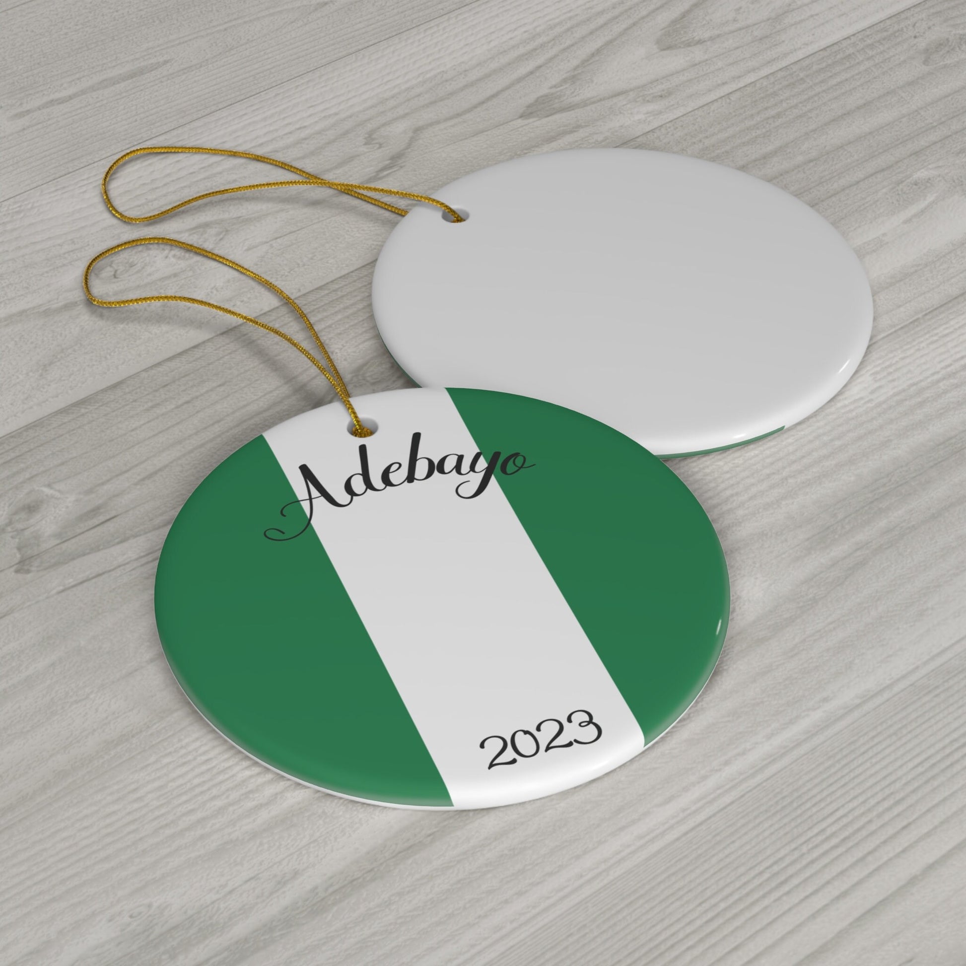 Personalized Nigeria Ceramic Christmas Ornament Nigerian Flag Inspired Porcelain Gift Holiday Decoration Africa World Heritage Travel Lover