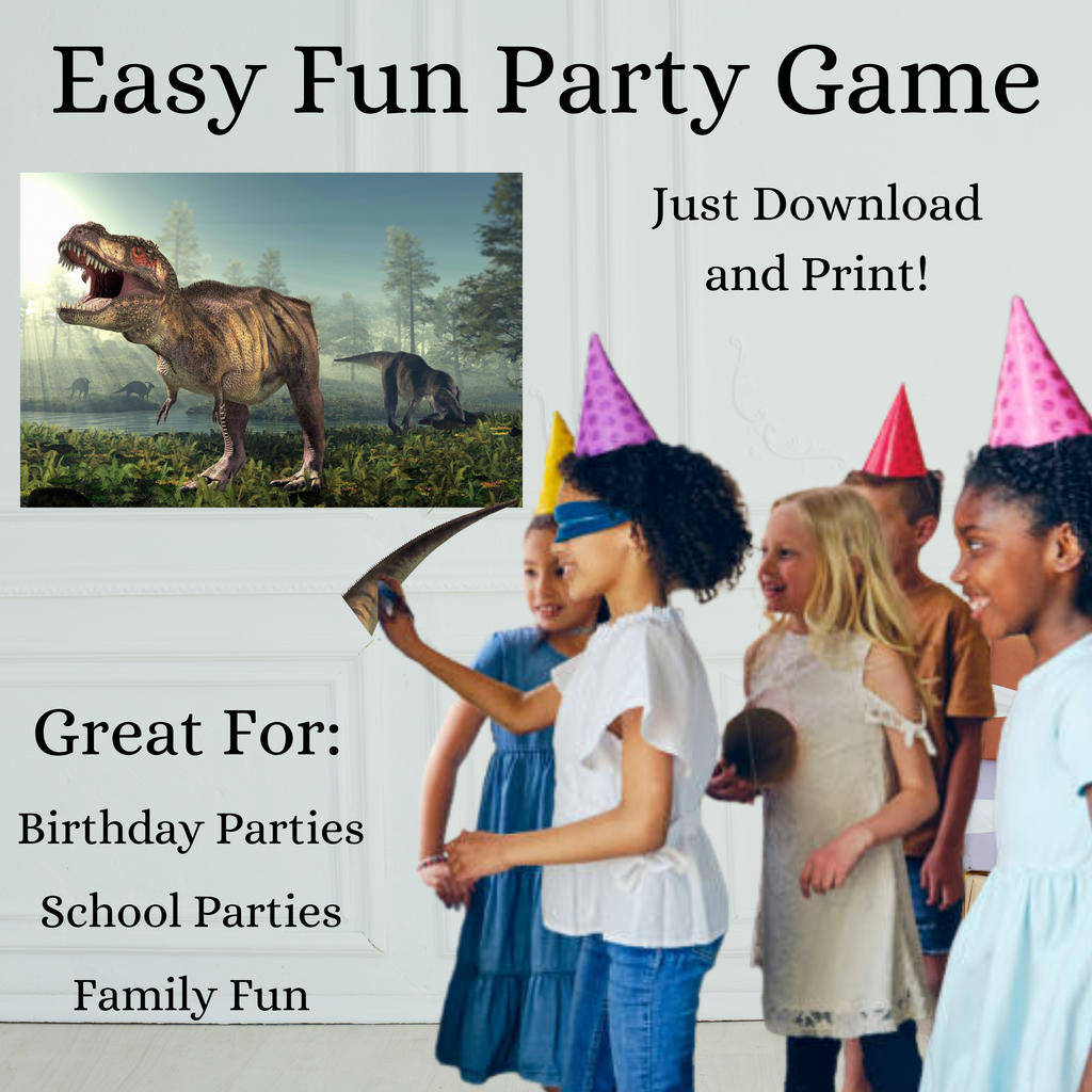 Pin the Tail on the Dinosaur, Pin The Tail on the T-Rex Printable Game, Dinosaur Party Game, Instant Download Dinosaur Birthday Game, T-Rex