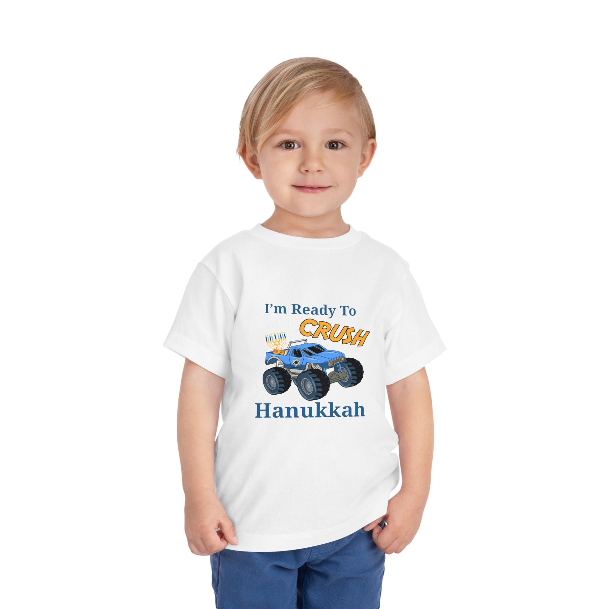Kids Monster Truck Hanukkah Shirt, I'm Ready To Crush Hanukkah Funny Kids Shirt, Cute Kids Chanukkah T-shirt