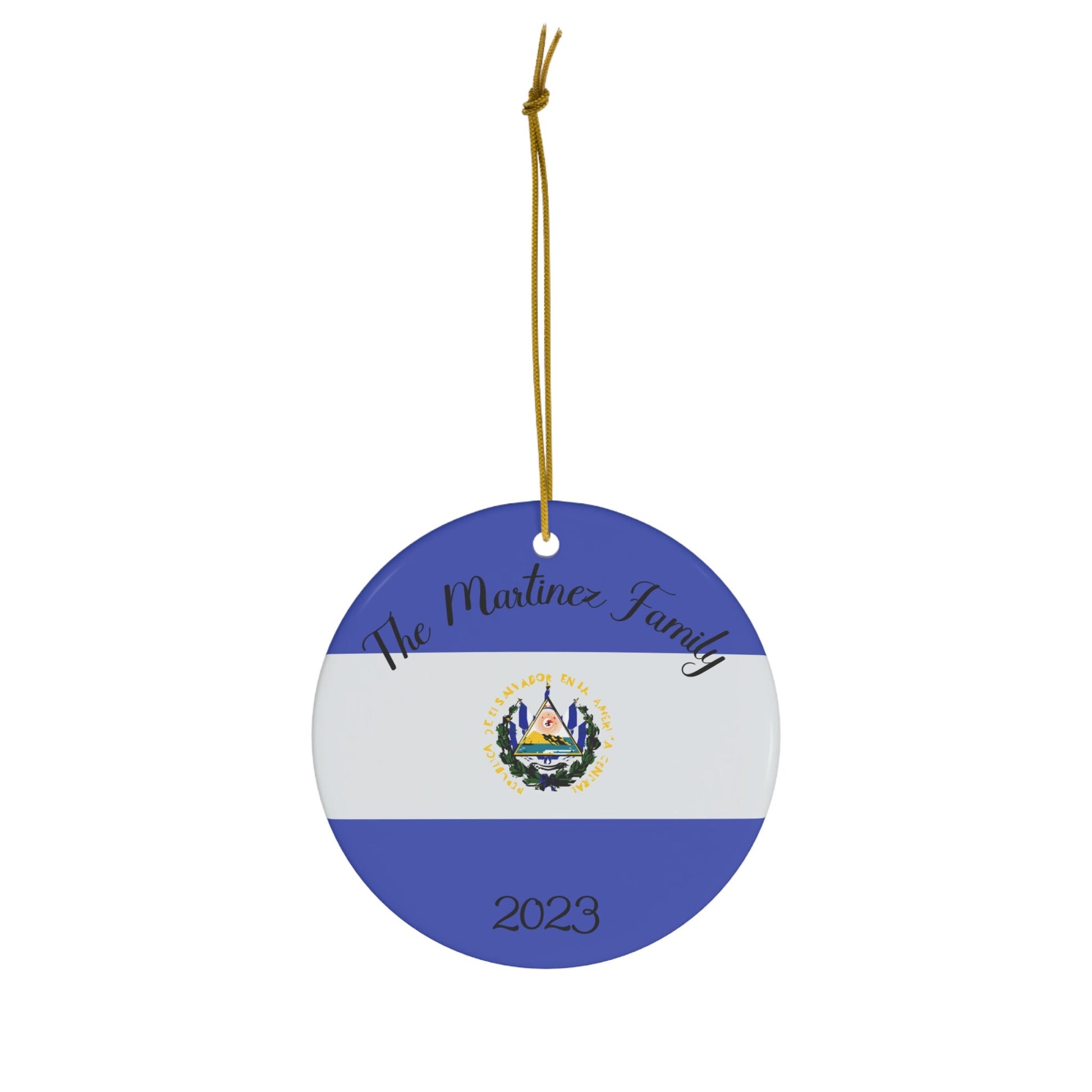 Personalized El Salvador Ornament, Christmas Decor, Holiday Decor, Salvadoran Flag Blue, Latin America, World Travel, Gift, Custom Souvenir