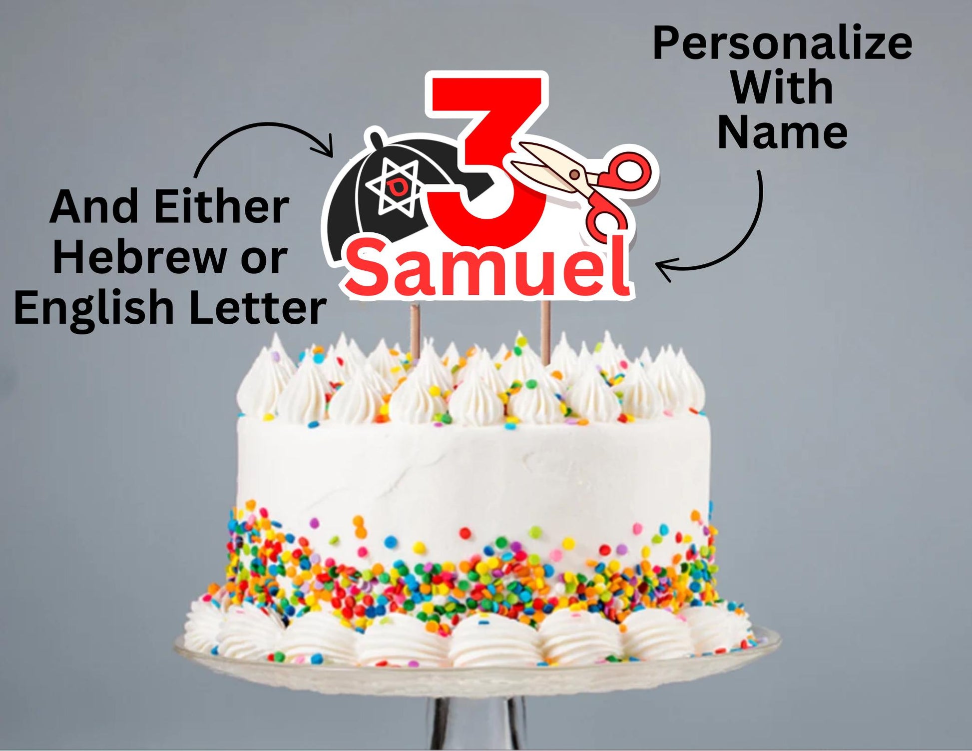 Personalized Upshernish Cake Topper, Custom Upsherin Party Decor
