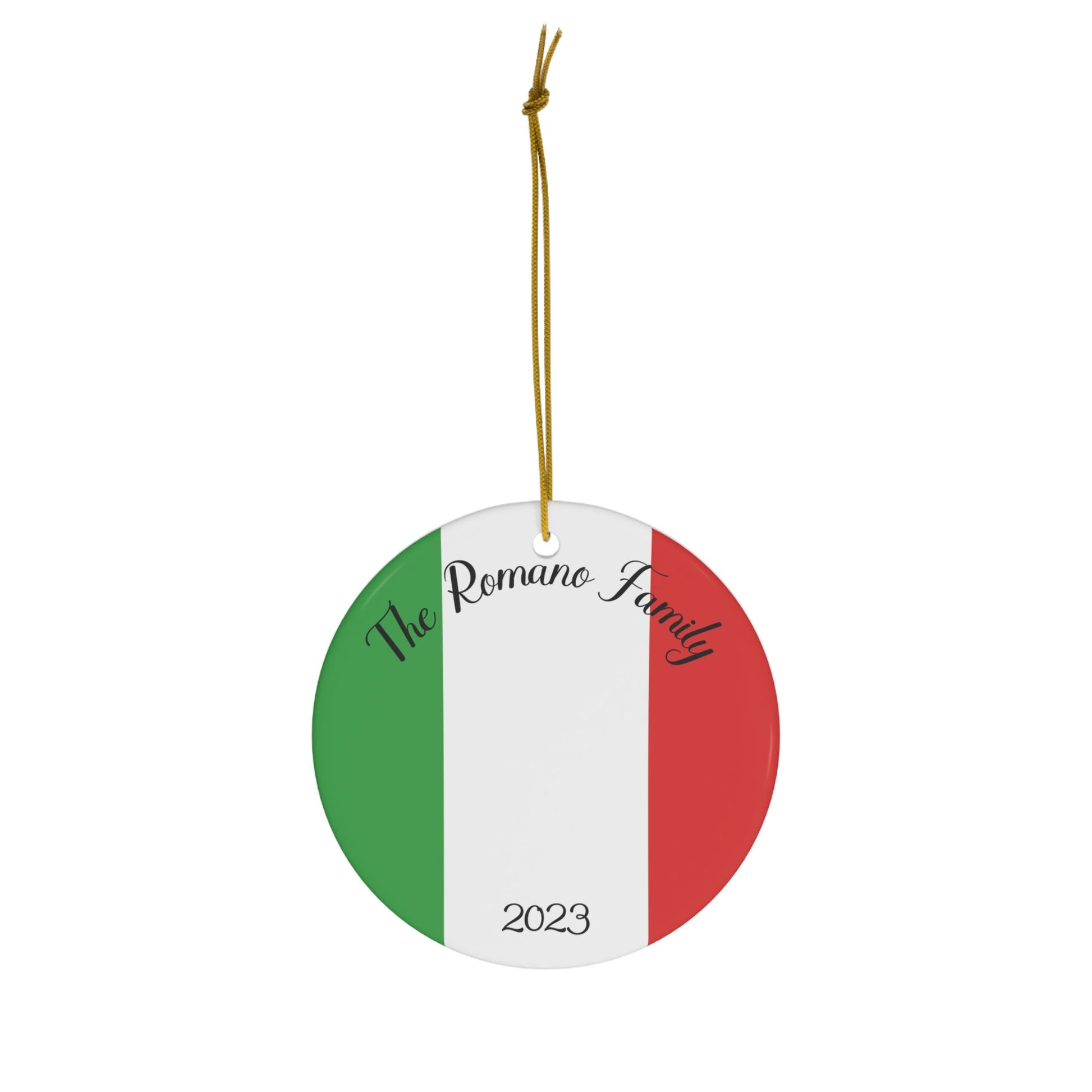 Personalized Italy Ceramic Christmas Ornament Italian Flag Inspired Round Porcelain Gift Holiday Decoration Italia World Travel Decor Gift
