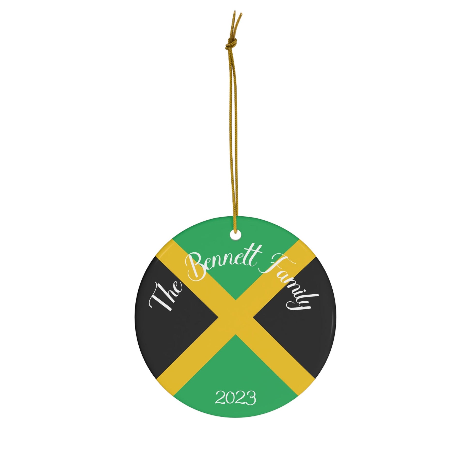 Personalized Jamaica Ceramic Ornament, Christmas Decor, Holiday Decorations, Jamaican Flag Print, Caribbean, World Travel, Vacation Souvenir