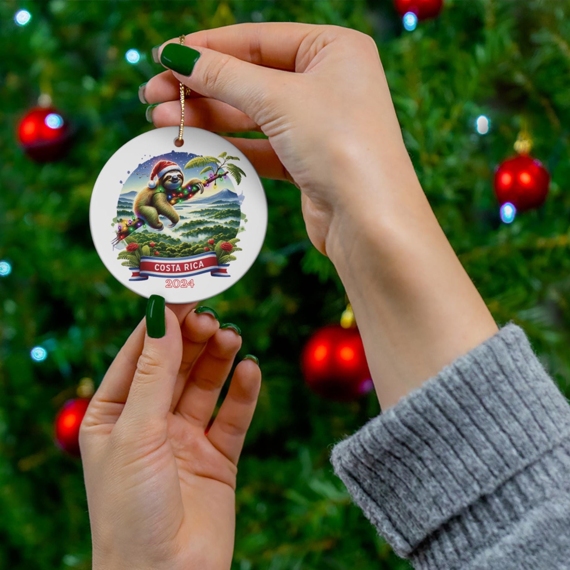 Personalizes Costa Rica Ornament, Costa Rica Christmas Ornament, Costa Rica Gift, Costa Rica Souvenir, Sloth Christmas Ornament, Honeymoon