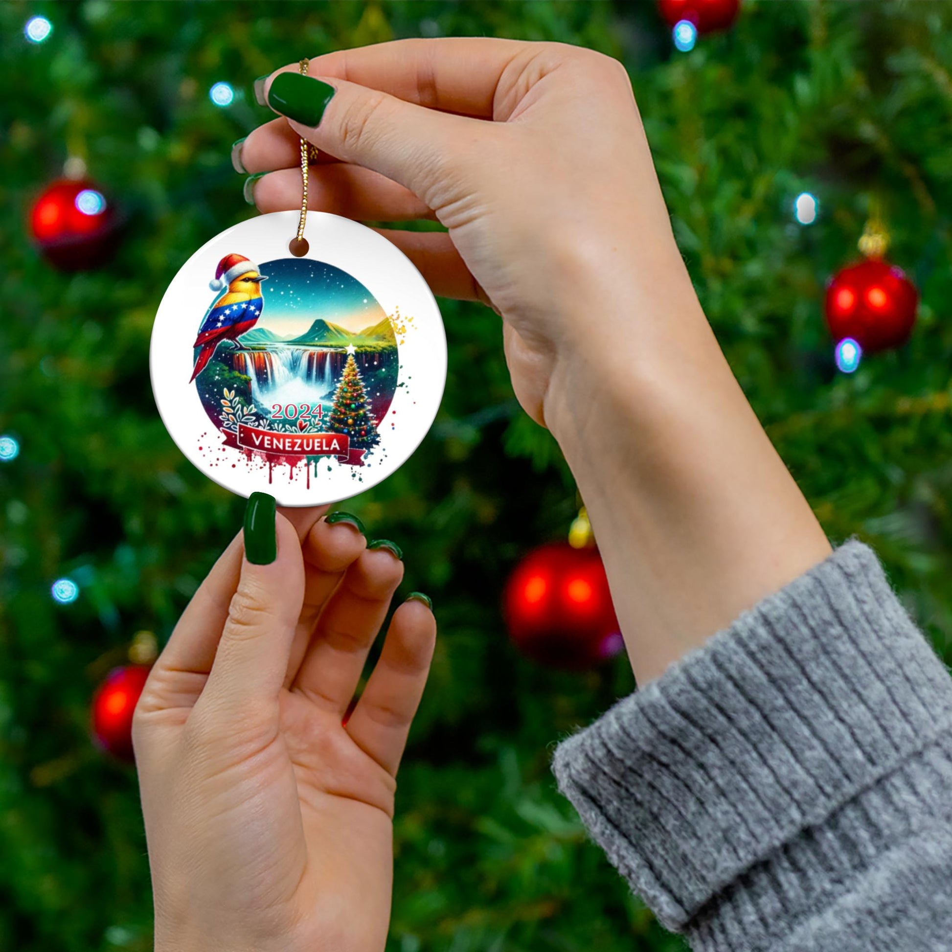 Personalized Venezuela Ornament, Venezuela Christmas Ornament, Venezuela Gift, Venezuela Flag Souvenir, Bird Christmas Ornament, Honeymoon