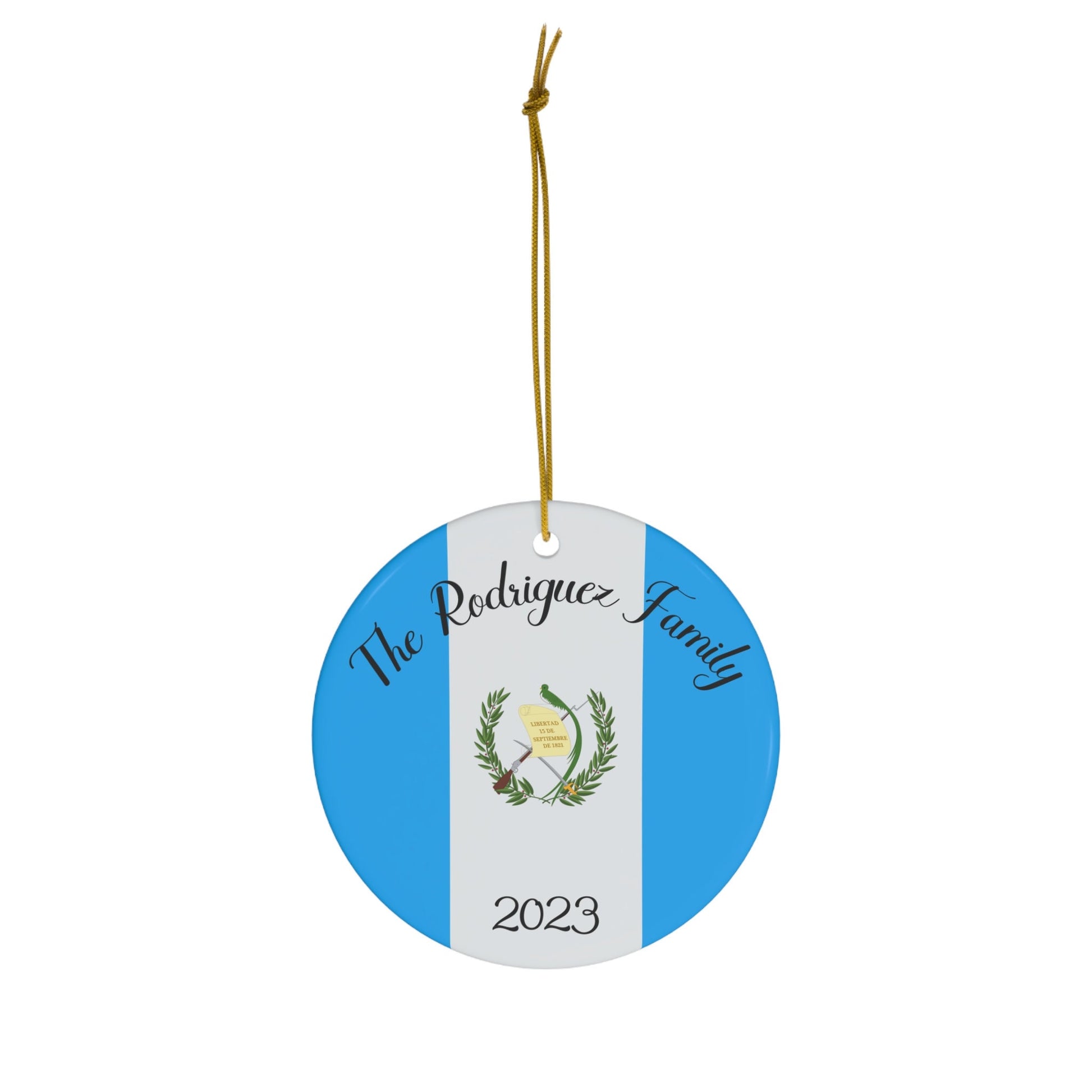 Personalized Guatemala Ceramic Ornament, Christmas Decor, Holiday Decor, Guatemalan Flag Print, Latin America, World Travel, Gift, Souvenir