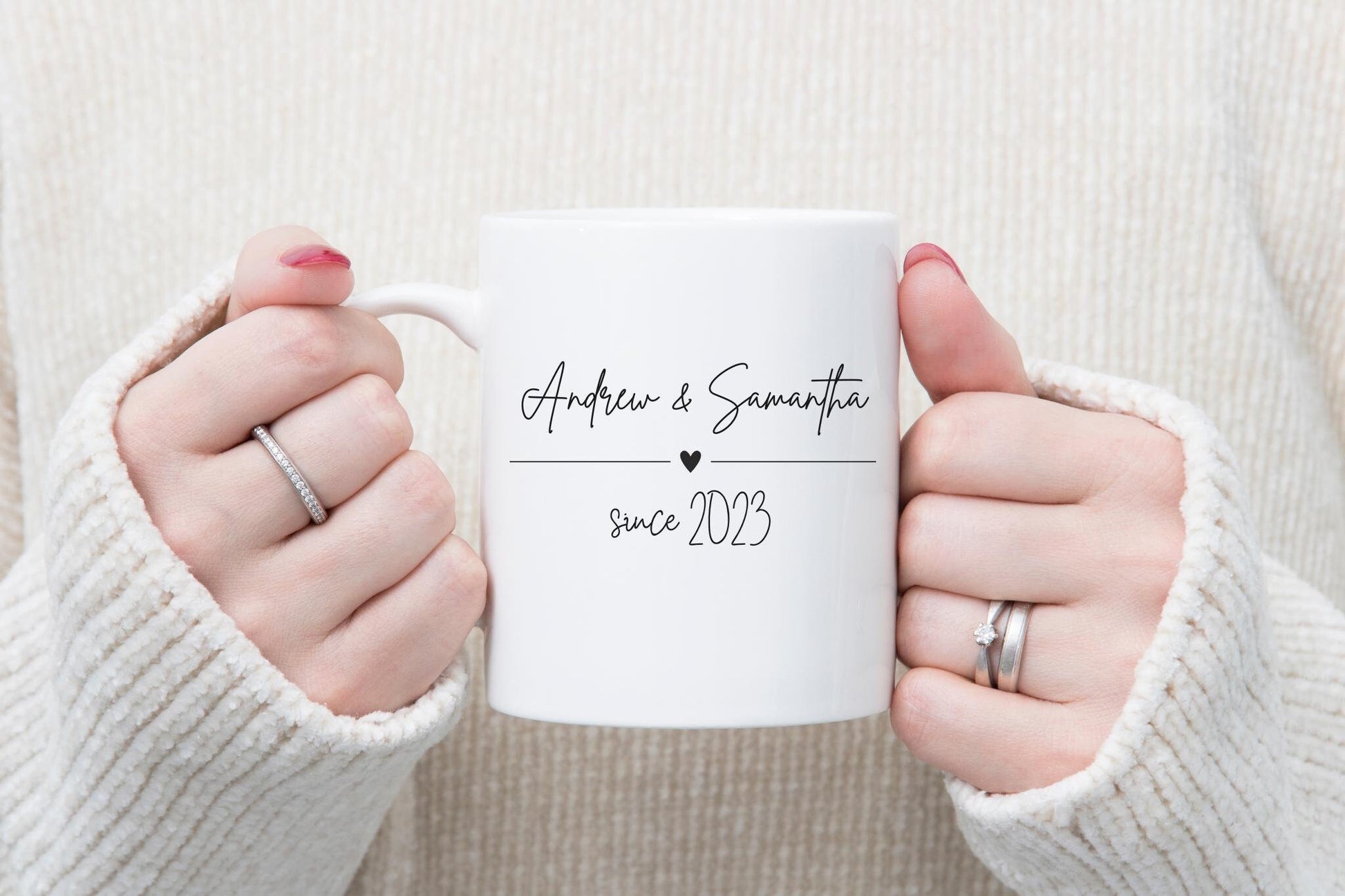 Personalized Relationship Mug, Valentines Day Gift, Anniversary Gift, Gift for him, Custom Name Date Keepsake, Gift for her, Minimalist Cup